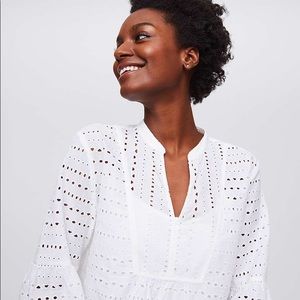 NWT Loft Eyelet Split Neck Blouse
